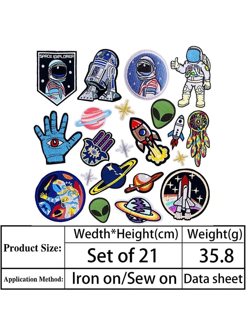 fantasize 21pcs Iron On Patches for Clothing Embroidered Patches Decoration DIY Craft Patches Sew On Iron On Patches Applique for Clothes Dress Pants Hats Jeans Backpacks ( Astronaut ) - Image 3